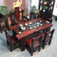 老船木茶桌椅组合中式茶台沉船木龙骨实木泡茶桌办公客厅茶艺桌 常规桌1.6 米 整套 整装