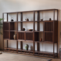 博古架新中式实木多宝阁茶叶摆放架茶叶架仿古家具书架茶室置物架