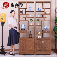 红木家具鸡翅木博古架实木中式多宝阁隔断置物架古董架茶叶博物架
