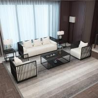 新中式风简约办公布艺沙会客接待沙茶几组合休闲可拆洗