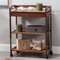 楠竹移动书架带轮子推车餐车落地书报架客厅储物架整理收纳架子