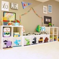 实木卡通宝宝书架儿童玩具收纳架收纳柜玩具柜整理架玩具架绘本架