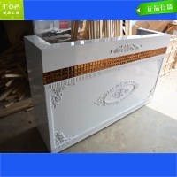 新款纯白欧式烤漆收银台前台服装店理发店院吧台电脑桌接待台