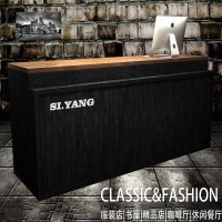 复古做旧收银台工业风柜台服装店吧台桌转角简约现代酒吧前台定做