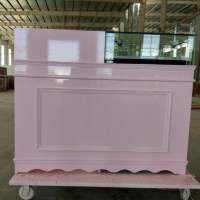 服装店收银台小型木质烤漆线条款钢化玻璃柜吧台桌柜台现代简约