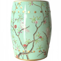 美式乡村换鞋凳花鸟陶瓷鼓凳梳妆凳子新中式仿古鼓墩坐墩矮凳圆凳