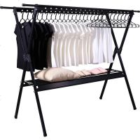 晾衣架落地折叠室内家用阳台双杆式晾衣杆架北欧黑色晒被子架