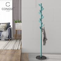 现代简约创意北欧铁艺落地衣帽架卧室转角挂衣架树叶大理石挂衣杆