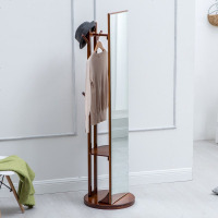 穿衣镜衣帽架楠竹全身落地镜客厅现代简约收纳家居镜旋转试衣镜子