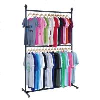 铁艺室内衣服架挂大衣架落地式阳台晾晒架裤架单杠服装晾衣架