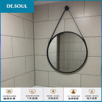 欧式铁艺壁挂镜圆形镜子化妆镜浴室镜圆镜穿衣镜试衣镜创意镜挂镜