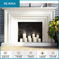 美式实木白色壁炉架装饰柜欧式简约客厅装饰壁炉网红电视背景墙