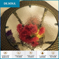 藤椅茶几玻璃加厚户外小茶几钢化玻璃面定制茶几面板家用圆形玻璃 阳台储物小茶桌家