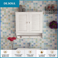 阳台吊柜壁柜浴室卫生间浴室卫生间阳台小柜子小柜子吊柜墙上壁柜卫生间收纳收纳浴室简 双百叶挂柜油漆封边 组装