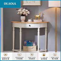 美式半圆玄关桌现代简约隔断玄关柜实木走廊过道靠墙装饰窄小桌台