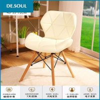 家用电脑椅子 实木椅休闲椅餐椅人体工学 职员椅办公椅 C款白色 实木脚 无扶手