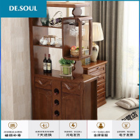 1米小户型中式实木间厅柜厅柜 客厅双面柜隔断柜屏风酒柜玄关柜 定制: 1米胡桃色 包到家安装 组装 框架结构