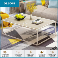 工业风茶几简约现代小户型铁艺办公室会客厅茶几钢化玻璃桌子家具 120枫樱木色单层 组装