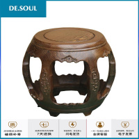 红木鼓凳圆凳 实木凳子花梨鸡翅木花矮凳古筝凳换鞋凳鼓凳