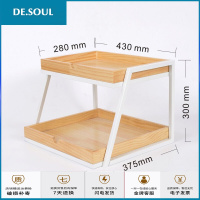 上谦两层松木铁架面包蛋糕干点陈列架市生鲜水果干果食品展示架