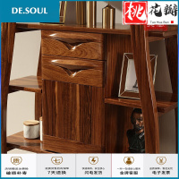 现代中式博古架摆件全实木简约展示柜置物架乌金木客厅玄关隔断柜 【博古架】非洲乌金木 1-1.2米