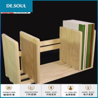 实木伸缩书立 简易书架 创意学生木质可伸缩书架 桌上木头书架 办公收纳书靠