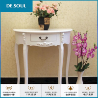 北欧现代简约靠墙中式白色新款实木半圆桌子玄关台电话桌隔断柜SN2517