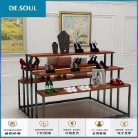 融江 男女鞋店展示桌中岛架多层包包展柜童装鞋架橱窗陈列架高低流水台展示台鞋服展架 五层木质120cm 官方标配