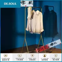 （）TieOU北欧铁艺衣帽架落地转角卧室客厅家用酒店客栈民宿挂衣架 金色长150*40*170高 标