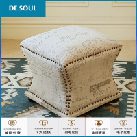 换鞋凳 实木矮凳 布艺沙发凳 创意穿鞋凳 美式乡村印花小凳子 小墩子