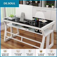 钢化玻璃电脑台式桌家用简约现公桌学习桌经济型写字台书桌