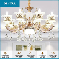 欧式客厅吊灯玉石水晶灯现代简约锌合金餐厅卧室大气家用灯具