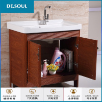 太空铝洗衣柜阳台陶瓷洗手台盆落地式组合柜带搓衣板浴室柜 洗手盆+白柜配冷热龙头 不带镜 80cm