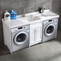 1米8双滚筒洗衣机带烘干机伴侣太空铝阳台洗衣柜落地柜可定制2米 2.2米中间盆(双机/烘干机)