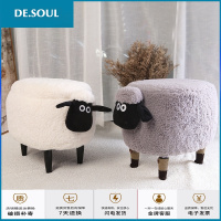 创意梳妆凳北欧家用肖恩小羊实木穿鞋化妆凳子时尚口动物换鞋凳