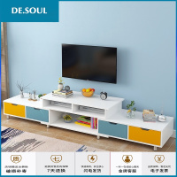 电视柜现代简约小户型卧室电视机柜客厅地柜储物柜伸缩客厅背景墙 B款暖白+黑色抽面+黑色印花玻璃 组装