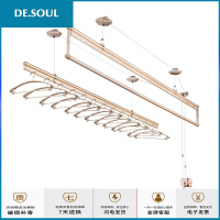 升降晾衣架阳台手摇晾衣杆双杆式室内自动家用凉衣晒被架 冰川银三杆2.4米15个晶泳衣架 大