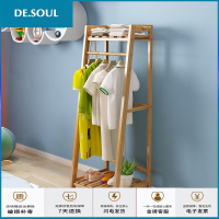 室内落地衣架阳台晾衣杆卧室挂衣架简易折叠单杆式衣服架子凉晒架 [楠竹升级款加粗加稳]原色衣帽架长60 大