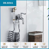 马桶套装伴侣厕所浴室清洁冲洗妇洗器增压喷头花洒水龙头 C6款:铜+2.2m弹力管+叉架+4分口龙头