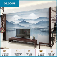 8d中式水墨山水墙纸客厅卧室电视背景墙壁纸壁画装饰沙发影视墙布