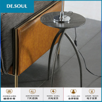 CORNER北欧小边几轻奢橡木金属灯桌美式艺术设计师风黑胡桃木色