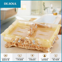 欧式肥皂盘双格双层沥水香皂盒卫生间创意简约带盖大号皂碟 浪漫双层单格带沥水孔香皂盒