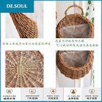 挂篮壁挂花盆藤编墙壁装饰吊篮编织花盆花篮壁挂墙上藤编悬挂盆 原色花篮 大