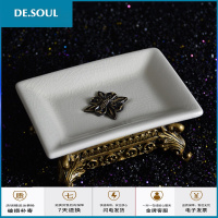 欧式一体式裂纹陶瓷卫浴五件套洗手间牙刷杯漱口杯刷牙杯洗漱套装 灰色 肥皂盒 抖音