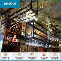 工业风酒柜悬挂酒架铁艺酒架复古酒柜吊柜悬挂置物架杯架铁艺吊柜