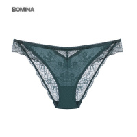 波迷娜(BOMINA)[放心购]内裤女花朵蕾丝低腰火辣纯锦纶裆镂空网纱平角裤包臀底裤飞边