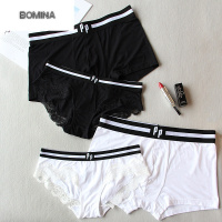 波迷娜（BOMINA)【放心购】2021新款内裤女低腰纯裆性感蕾丝边舒适男士平角裤