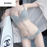 波迷娜(BOMINA)[放心购]桃花季 小胸内衣女无钢圈聚拢少女文胸套装调整型美背胸罩蕾丝性感夏季