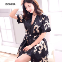 波迷娜(BOMINA)[放心购]桃花季 睡袍女性感睡衣男士浴袍春夏天秋季薄款冰丝质大码家居服