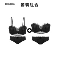 波迷娜(BOMINA)[放心购]桃花季 无肩带性感惑内衣套装女无钢圈小胸罩聚拢文胸衣薄款秋季夏天平胸